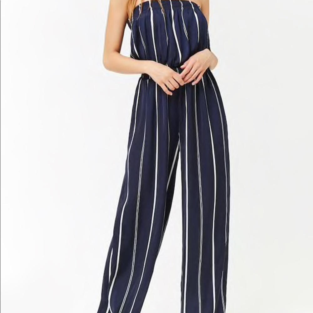 satin striped jumpsuit